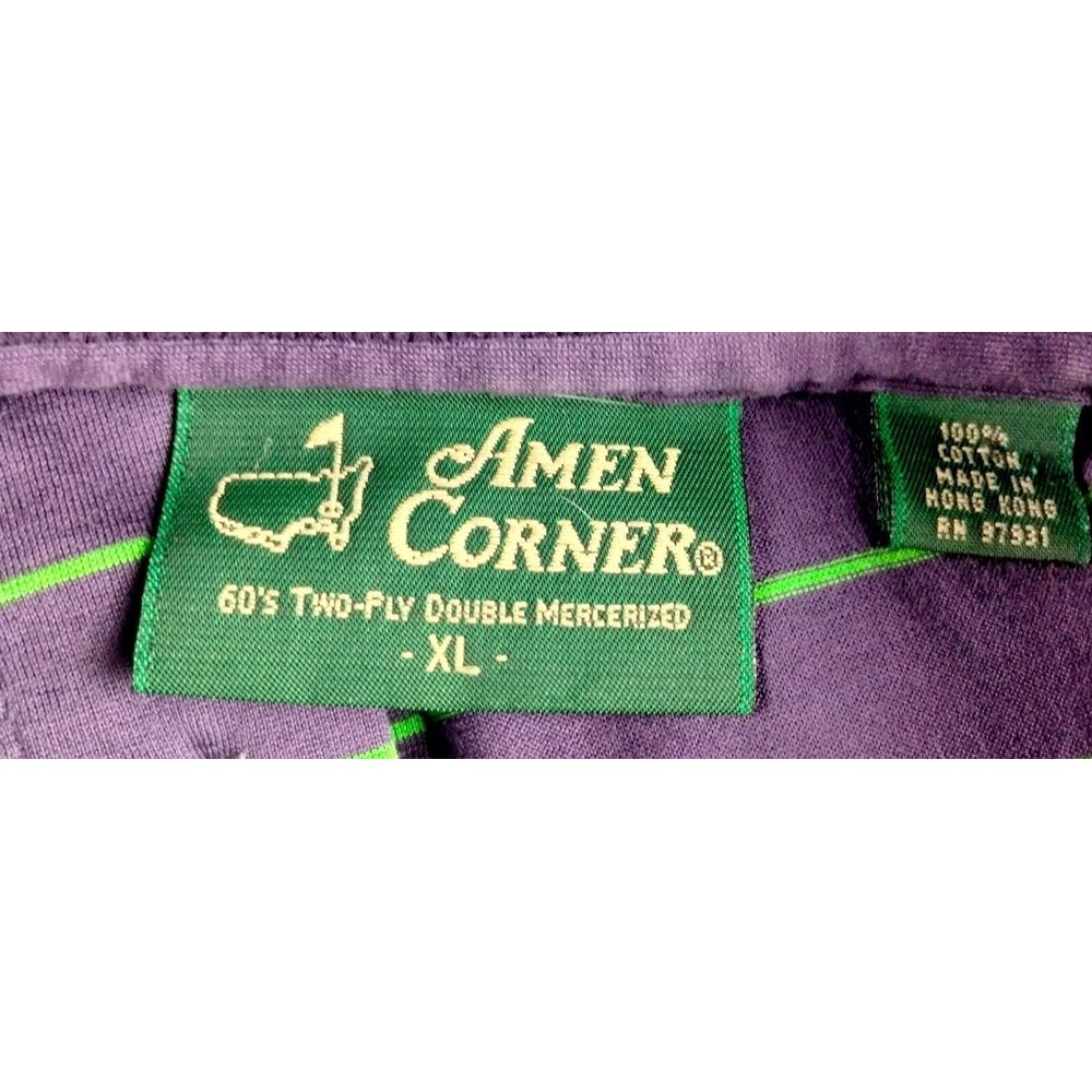 Masters Polo Shirt Mens XL Purple Amen Corner Stripe Golf Golfing Collection - Picture 6 of 6